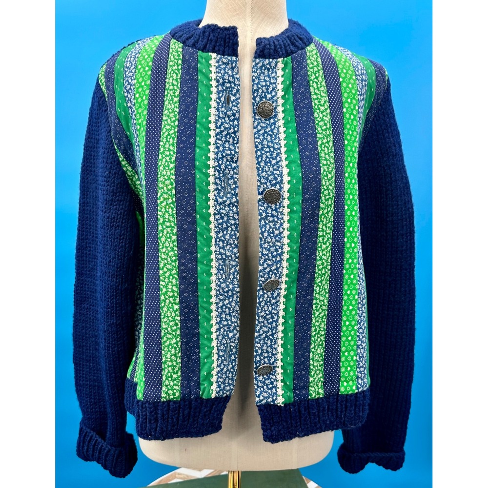Vintage Handmade Patchwork Cardigan‎ Women's L granny core cottagecore quilted